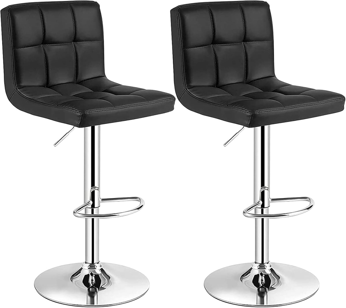 White Bar Stools Set of 2 with Arms Swivel Adjustable Counter Height Bar Chair Y10274
