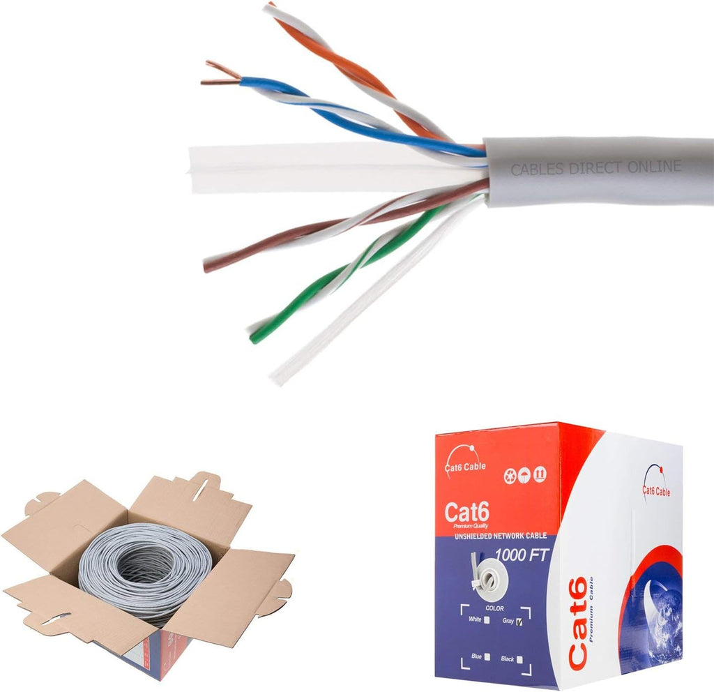 CAT6 1000ft UTP White Ethernet Solid Cable 23AWG O73883