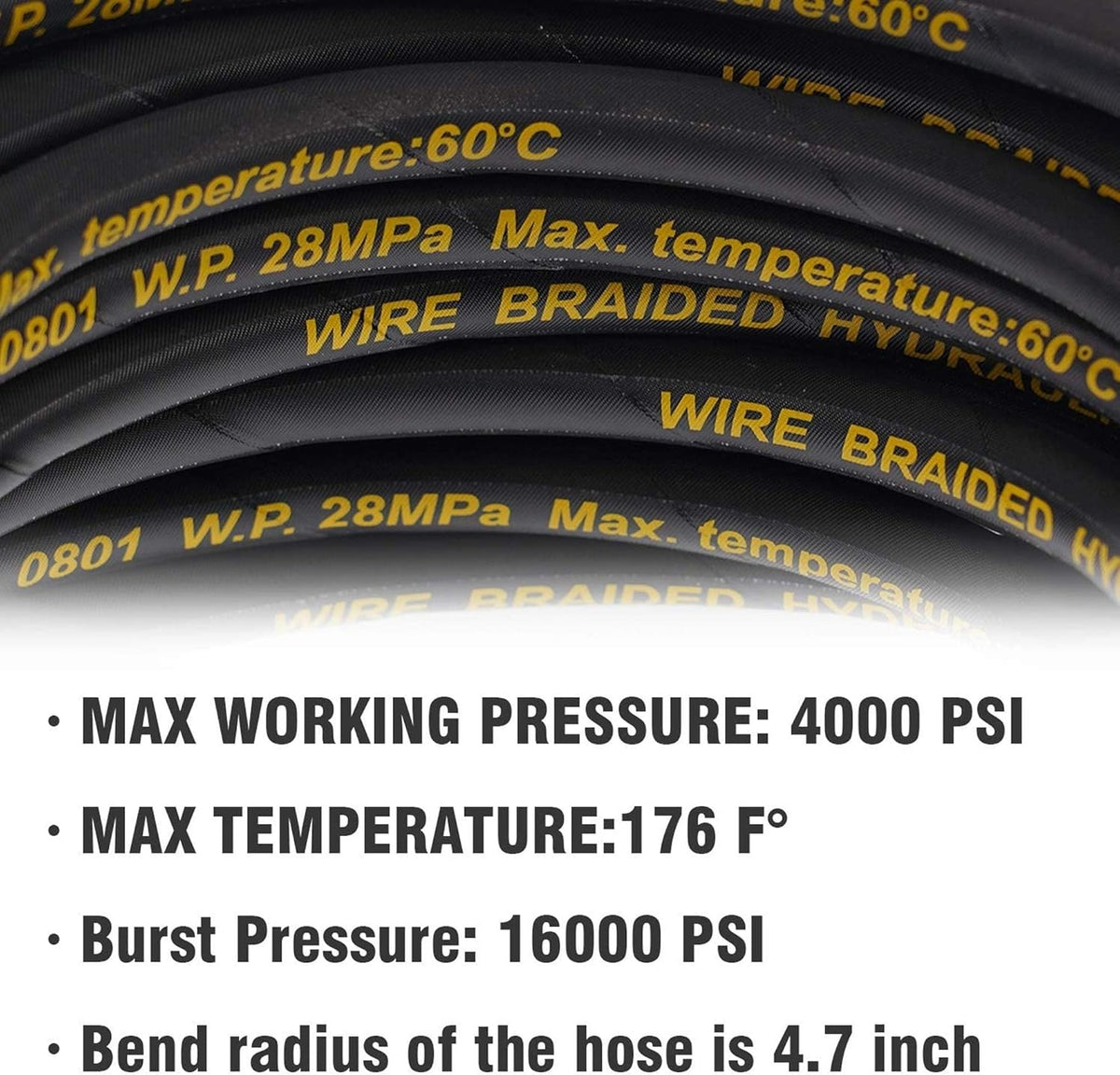 50FT 3/8 Quick Connect 4000 PSI Wire Braided Pressure Washer Hose S25711