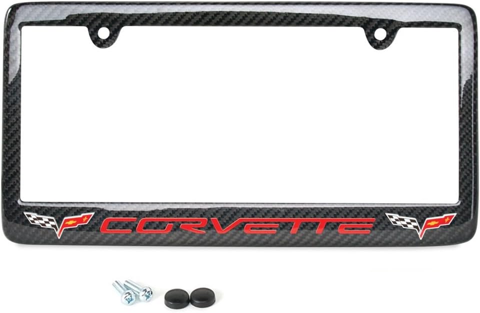 Red Script License Plate Frame - Real Carbon Fiber B9433