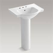 White 24 In. Pedestal Bathroom Sink with 4 In. Centerset Faucet Holes U1574