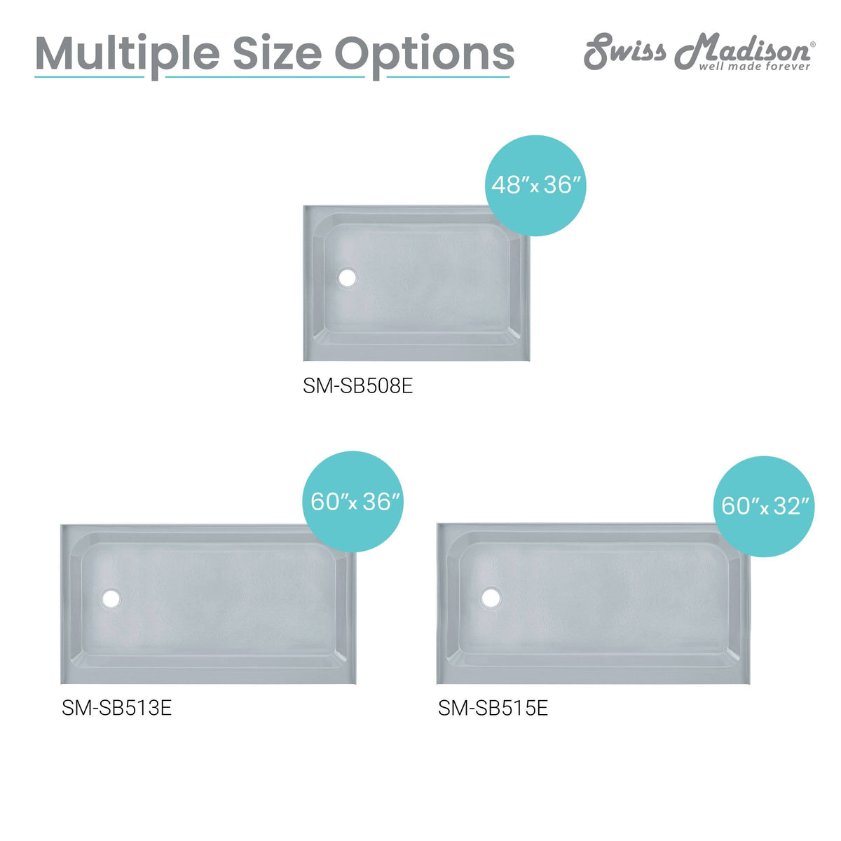 Gray Single Threshold Shower Base H24182