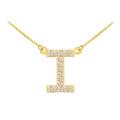 14K Gold Diamond Initial Necklace 20" I761