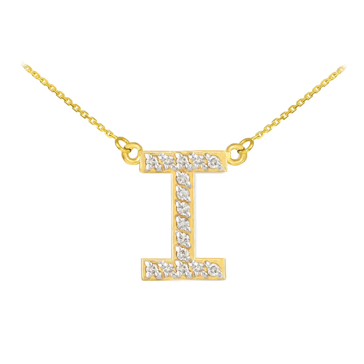 14K Gold Diamond Initial Necklace 20" I761