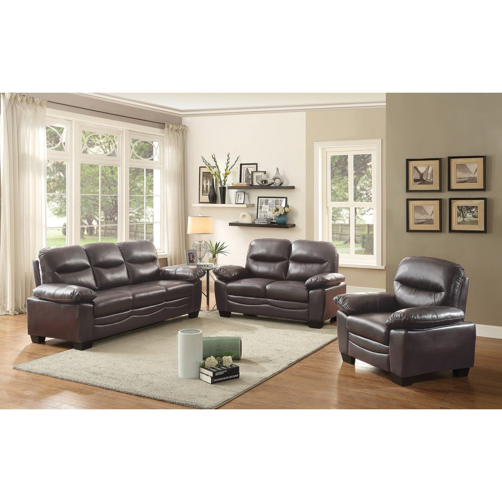 Dark Brown Faux Leather Sofa W397