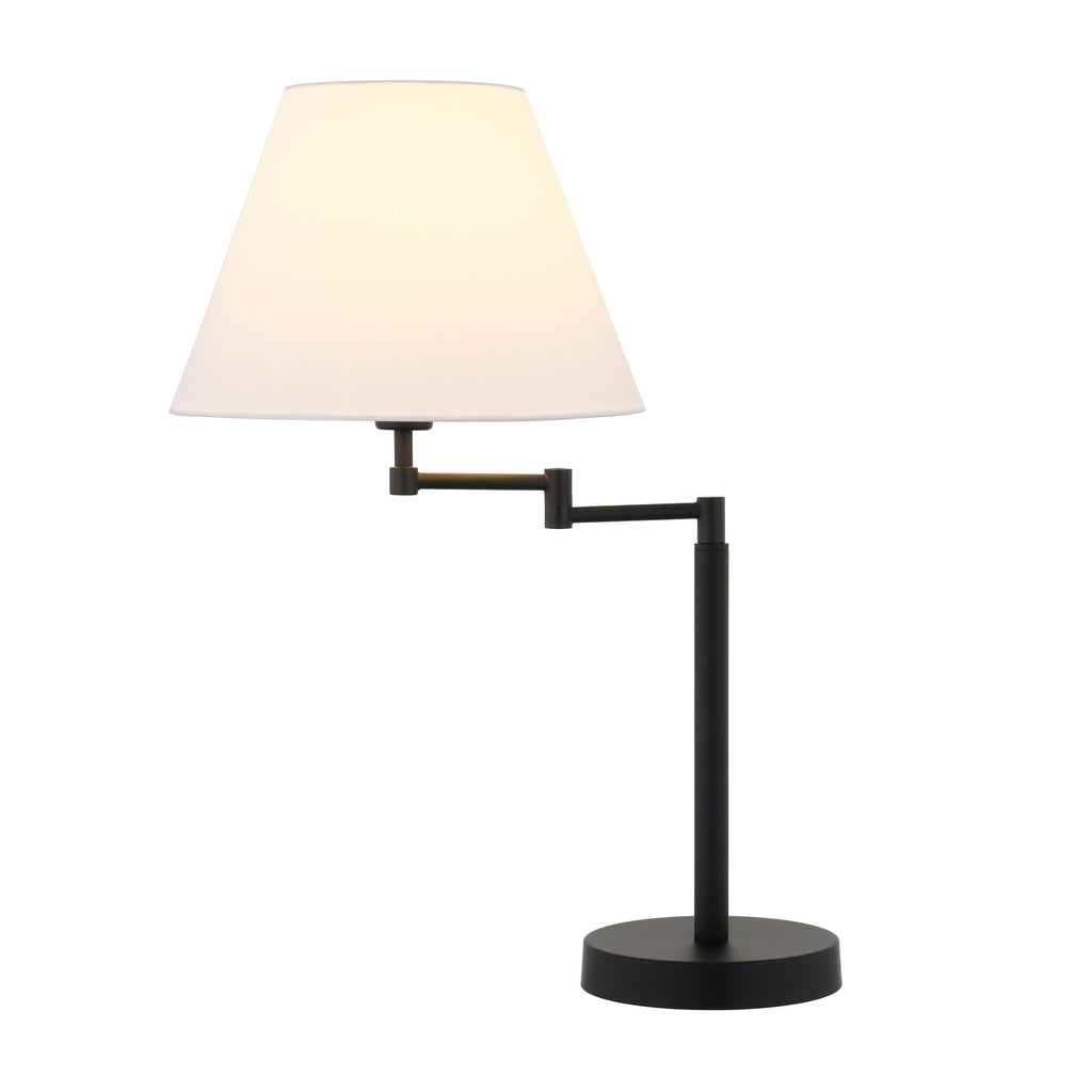 Blackened Bronze Swing Arm Table Lamp with Empire Shade E608