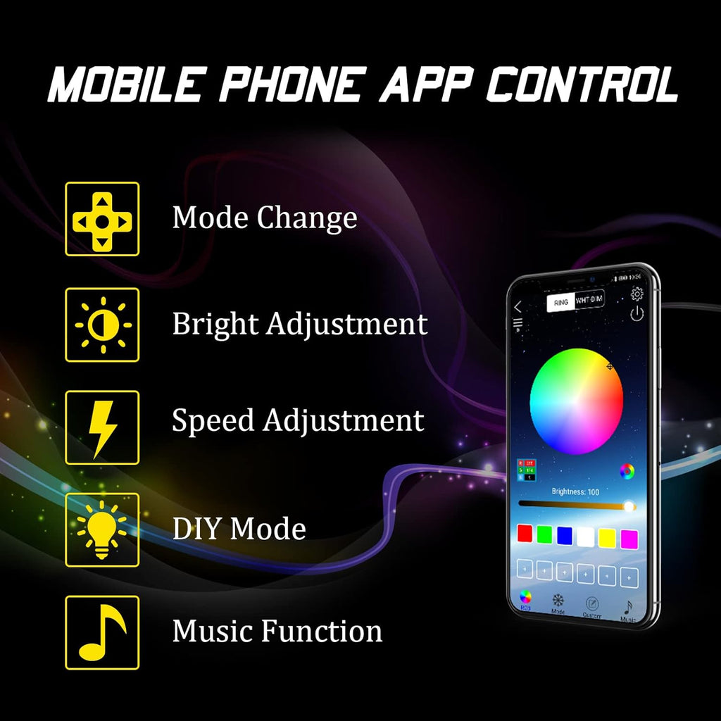 4PCS 15.5” Waterproof LED Wheel Light Kit with App Control J869