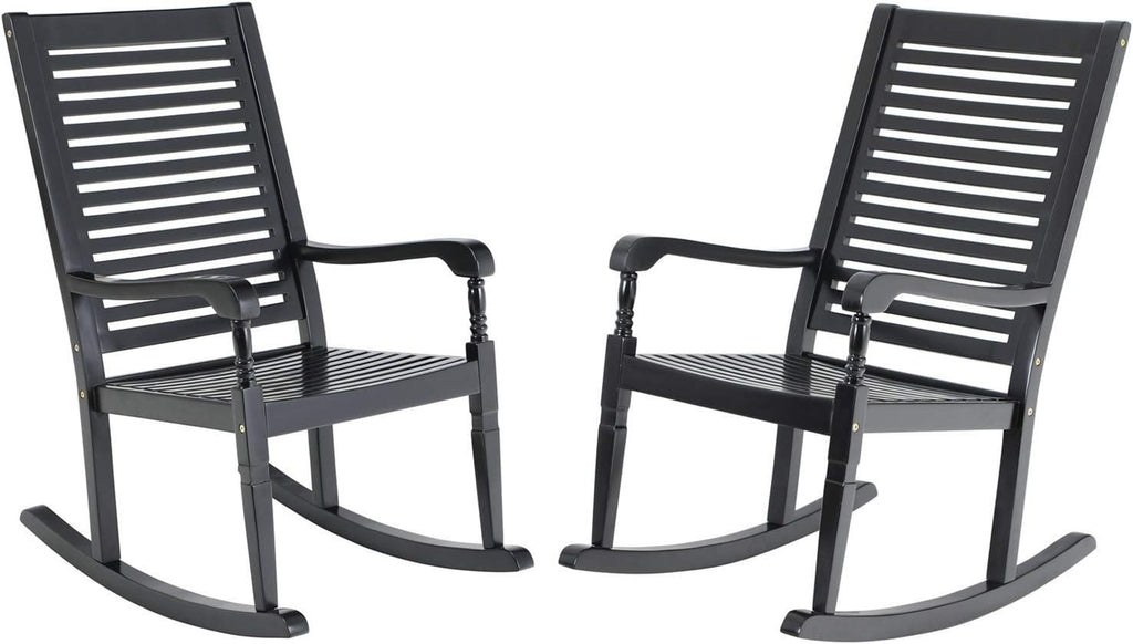 Black Acacia Wood Rocking Chairs Set of 2 U10172