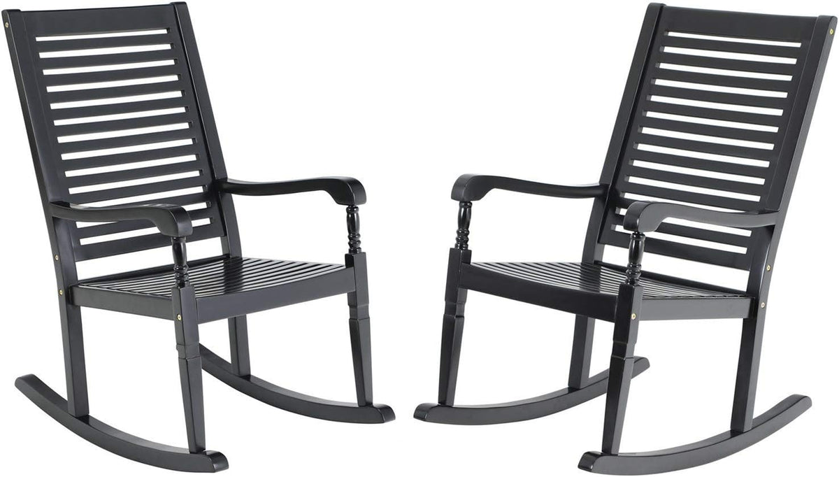 Black Acacia Wood Rocking Chairs Set of 2 U10172
