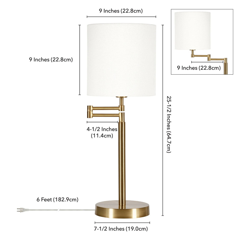 Blackened Bronze Swing Arm Table Lamp with Empire Shade E608
