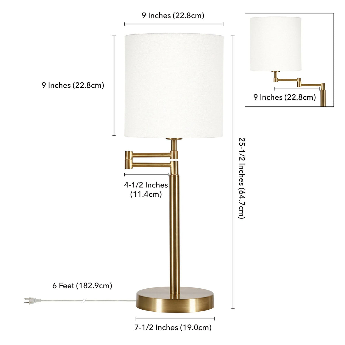Blackened Bronze Swing Arm Table Lamp with Empire Shade E608