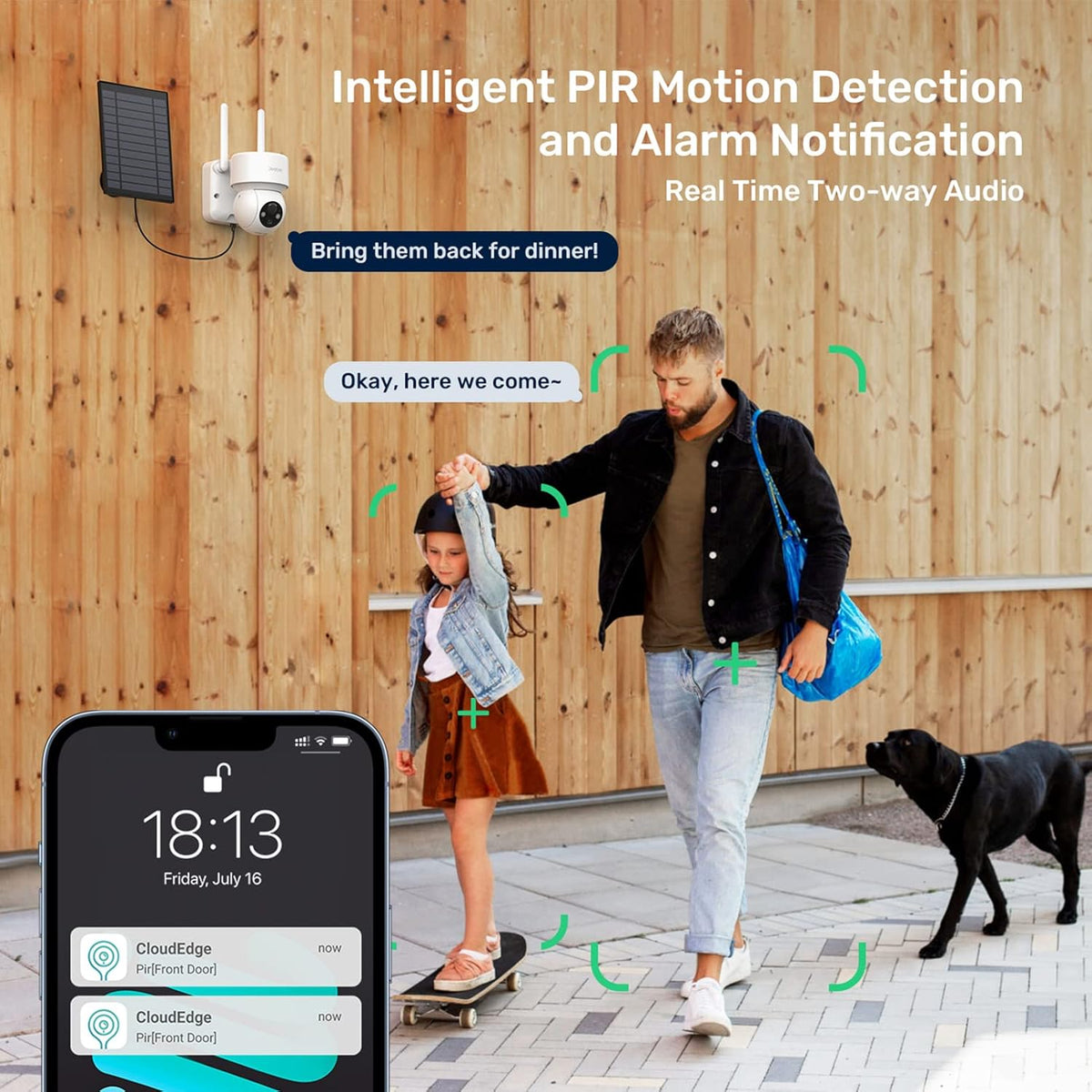 Solar Security Camera Outdoor Wireless WiFi with Spotlight and Siren, 360° PTZ Camera, 15000mAh Battery Solar Powered Camera with 1080P Color Night Vision, PIR Motion Detection, 2-Way Talk, IP65 L3691