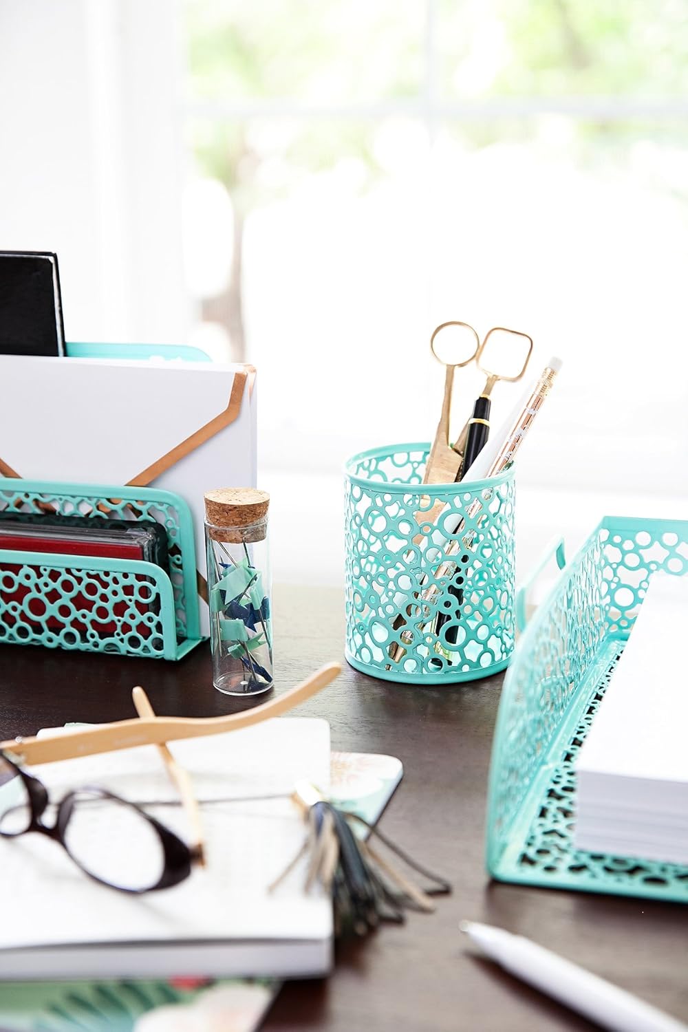 Mint Green 5 Piece Desk Organizer Set V176572