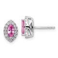 14 Karat White Gold Lab Grown Diamond and Lab Created Pink Sapphire Post Earrings B323