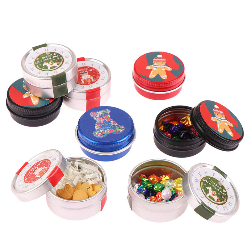 1:12 Dollhouse Mini Christmas Cookies Candy Gift Box Tin Box I5175