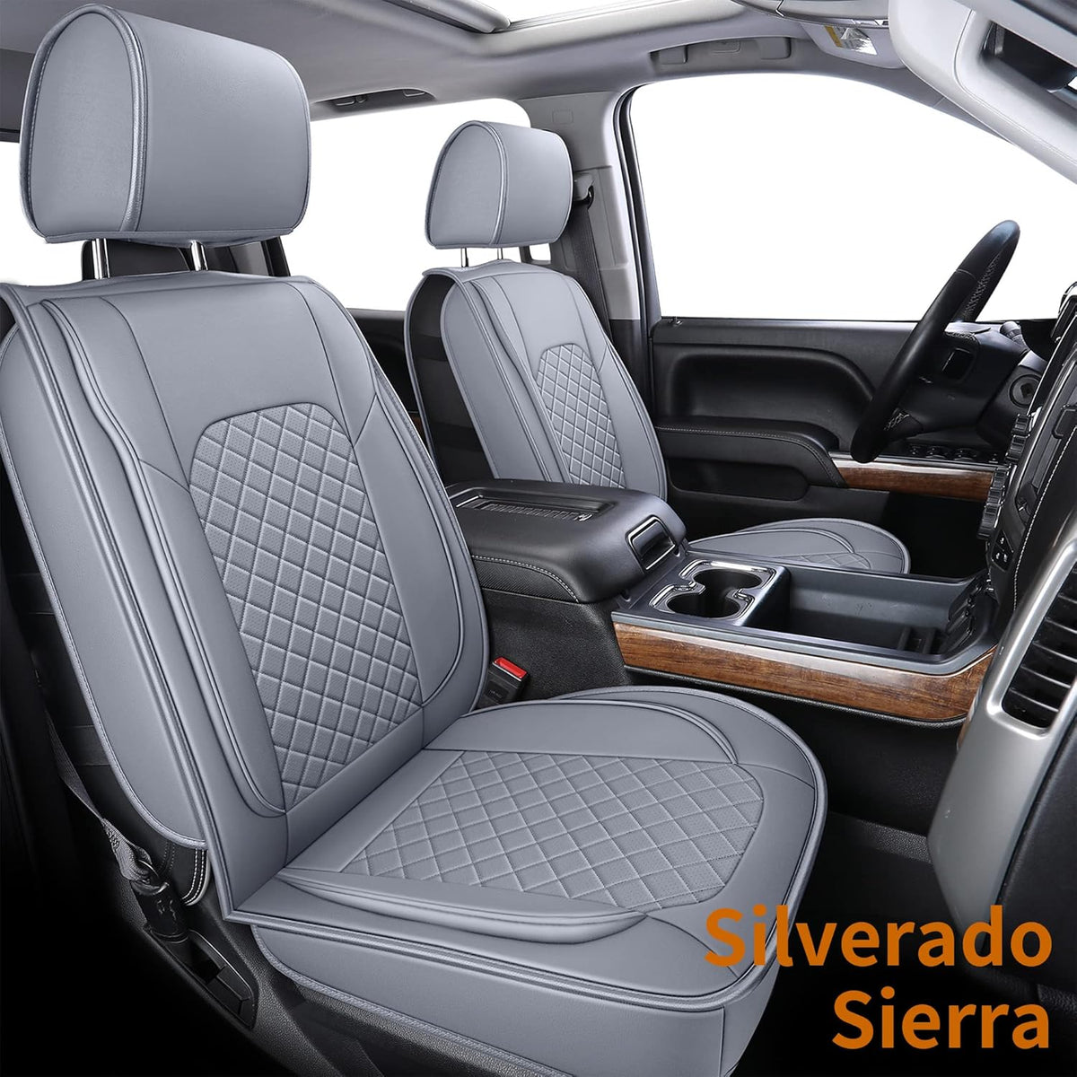 Black Faux Leather Seat Covers with Center Console Cover Z229