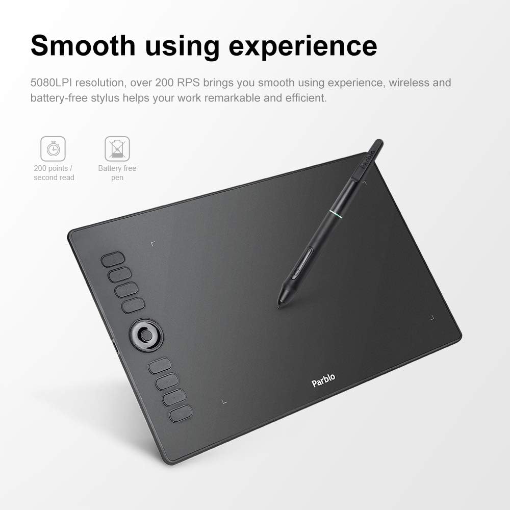 8192 Levels Battery-Free Stylus Graphics Drawing Tablet with 8 Express Keys O1379