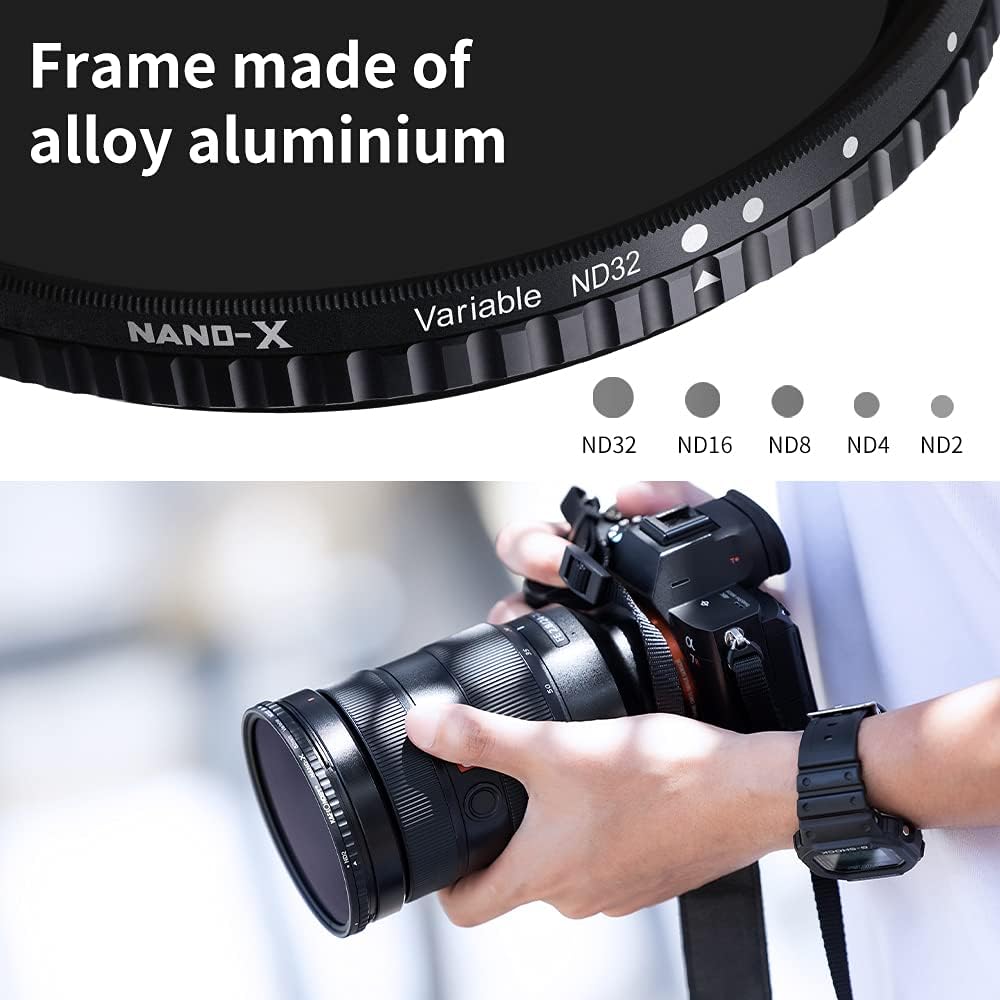 67mm Variable ND Lens Filter & Filter Cap Kit (2 Pcs) Adjustable Neutral Density ND2-ND32 with TPU Filter Cap R3931
