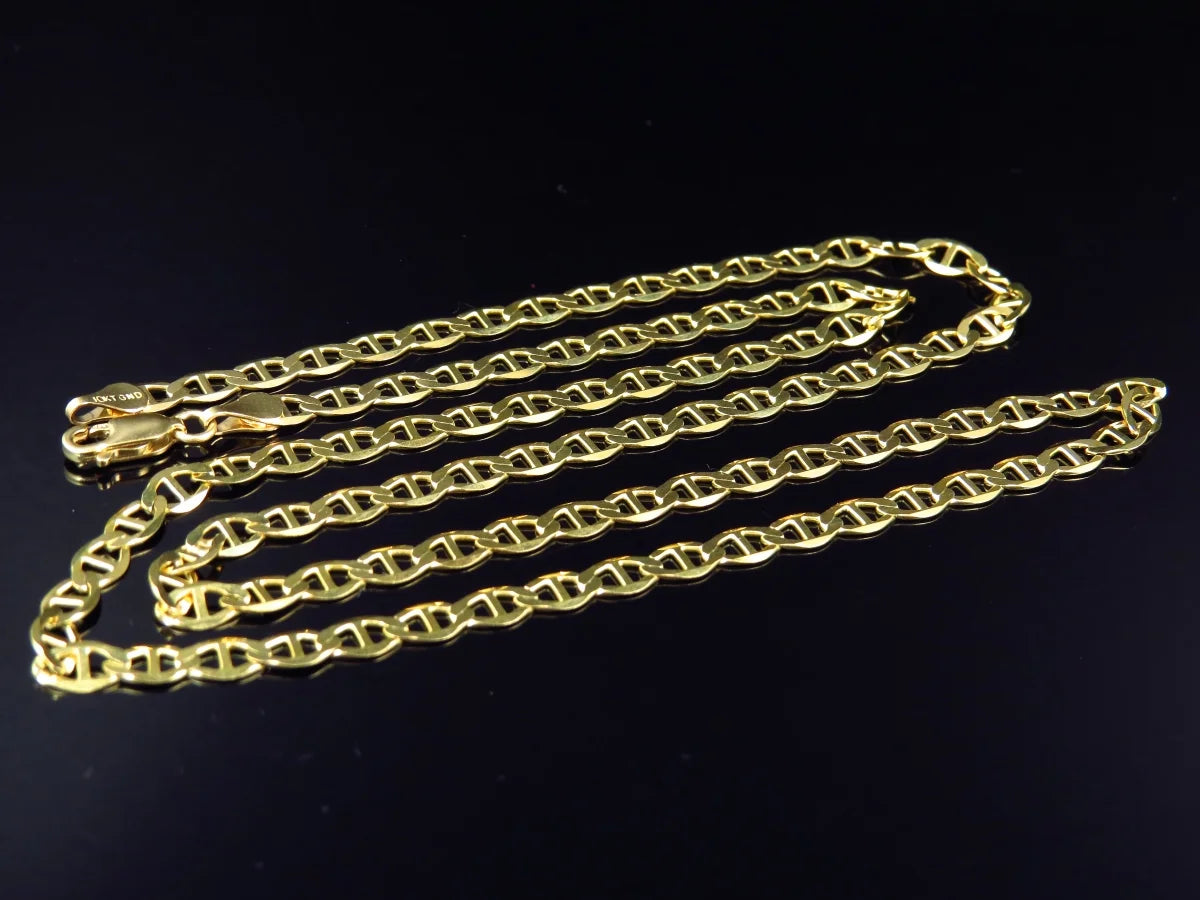 Solid 10K Yellow Gold Flat Mariner Link Chain C8945