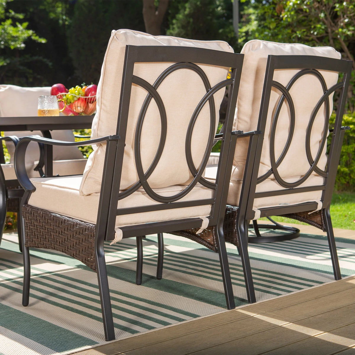 7-Piece Patio Dining Set with Swivel Wicker Chairs and Cushions G204