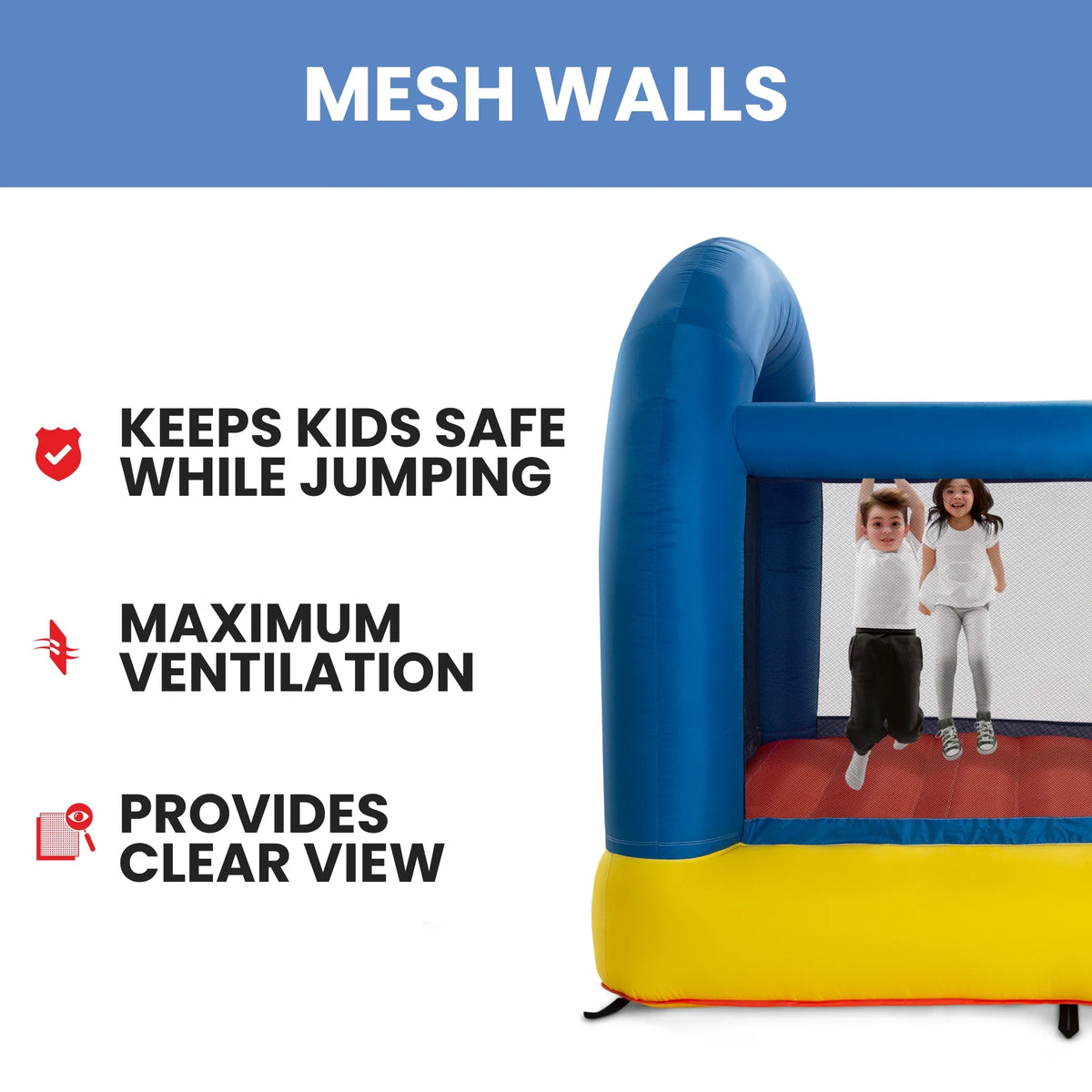 Inflatable Bounce House with Heavy Duty Blower, Ground Stakes, Repair Patches and Storage Bag H14417