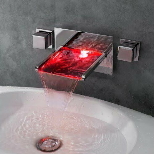Chrome Finish LED Waterfall Bathroom Sink Faucet R5514
