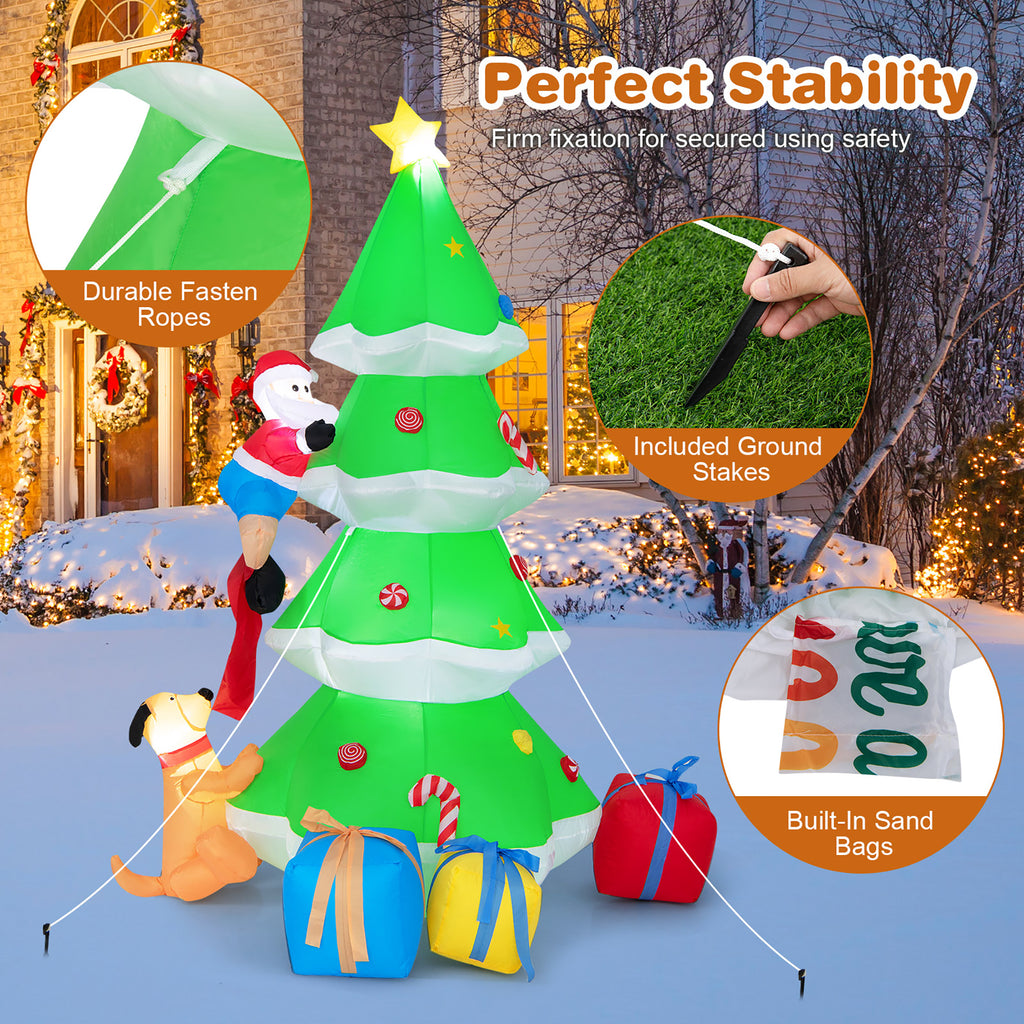 7 FT Inflatable Christmas Tree with Santa Claus & Dog R600385