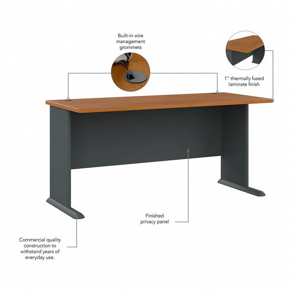 Natural Cherry/Gray Engineered Wood Desk L3966