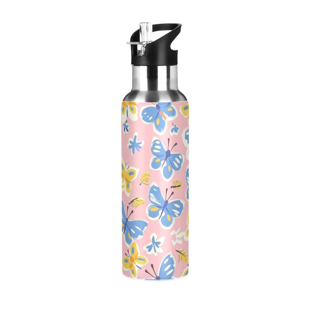 Pink Insulated Stainless Steel Water Bottle with Straw Lid 20 oz R8524
