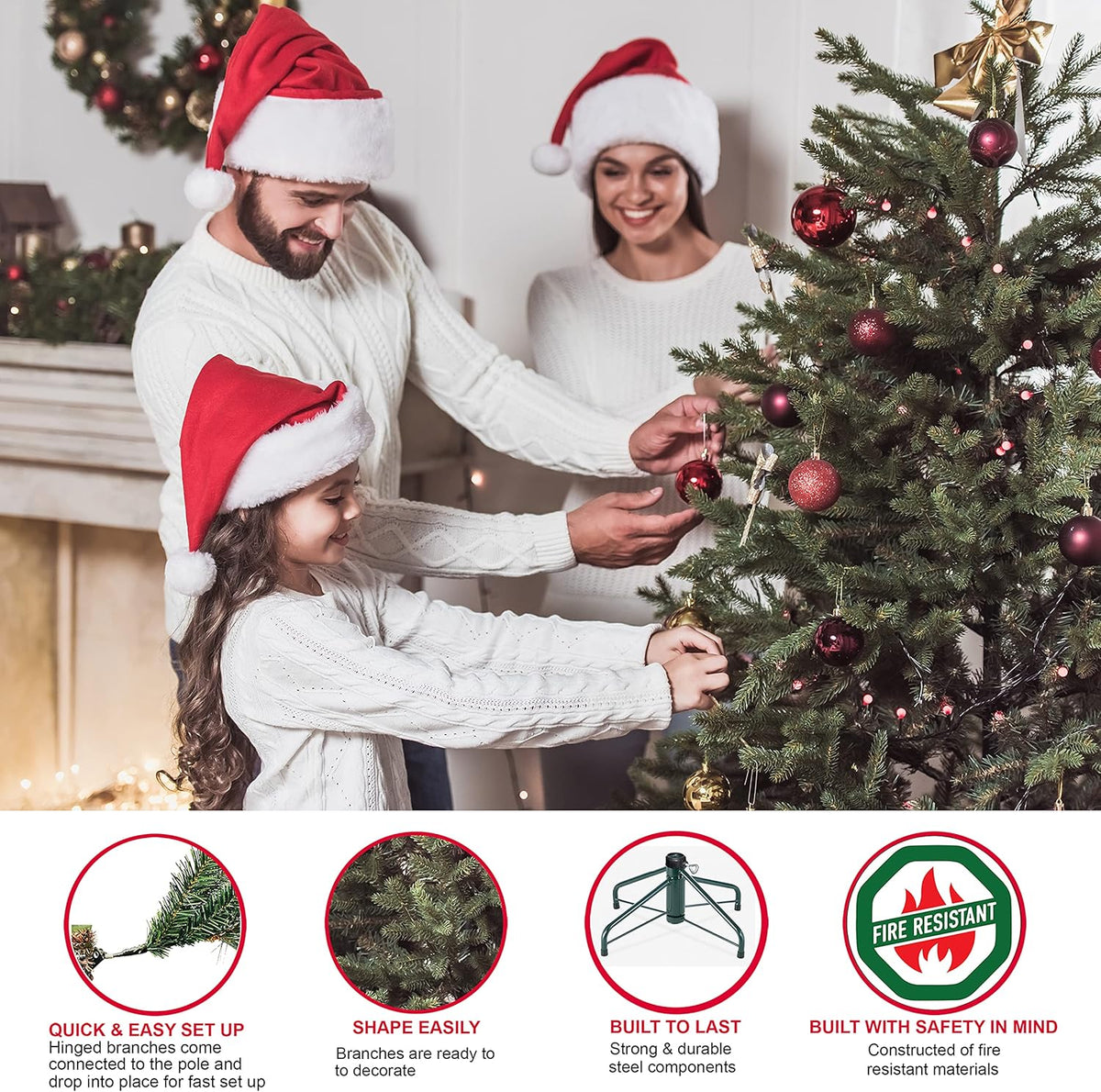 7.5 Foot Pre-Lit Balsam Fir Artificial Christmas Tree with 800 Clear Lights C412