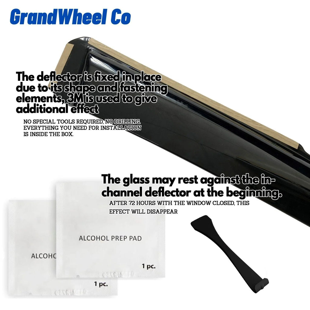 Smoke Tinted In-channel Side Window Vent Visor Deflectors Rain Guards 4 pcs H130310