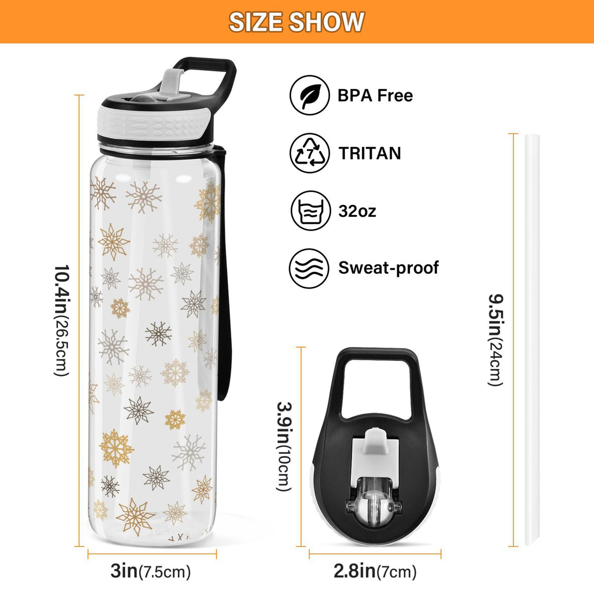 Clear 32oz Tritan Water Bottle with Straw Q457