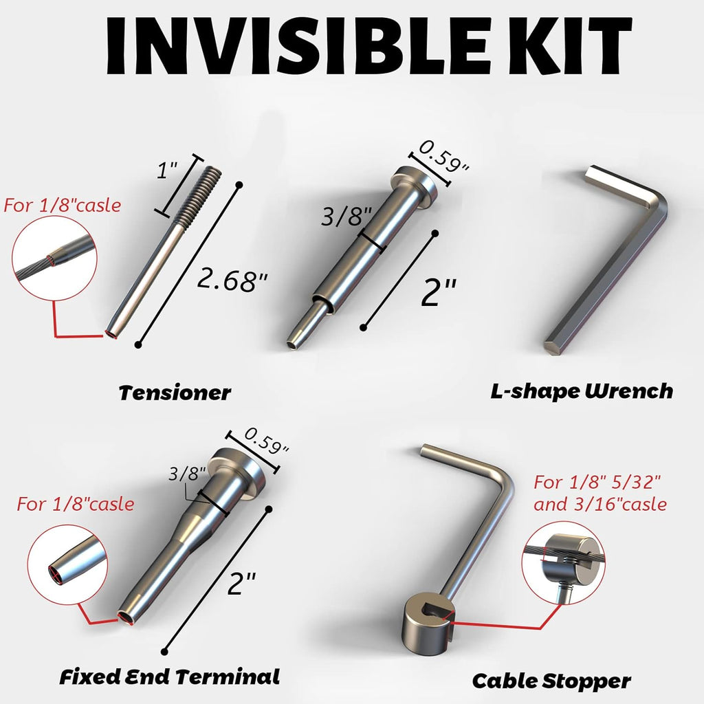 20 Pairs Stainless Steel Cable Railing Hardware Kit for 1/8 Cable M467173