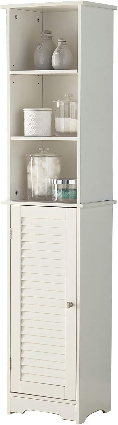 White Louvre Seat Hamper Storage Stool A966285