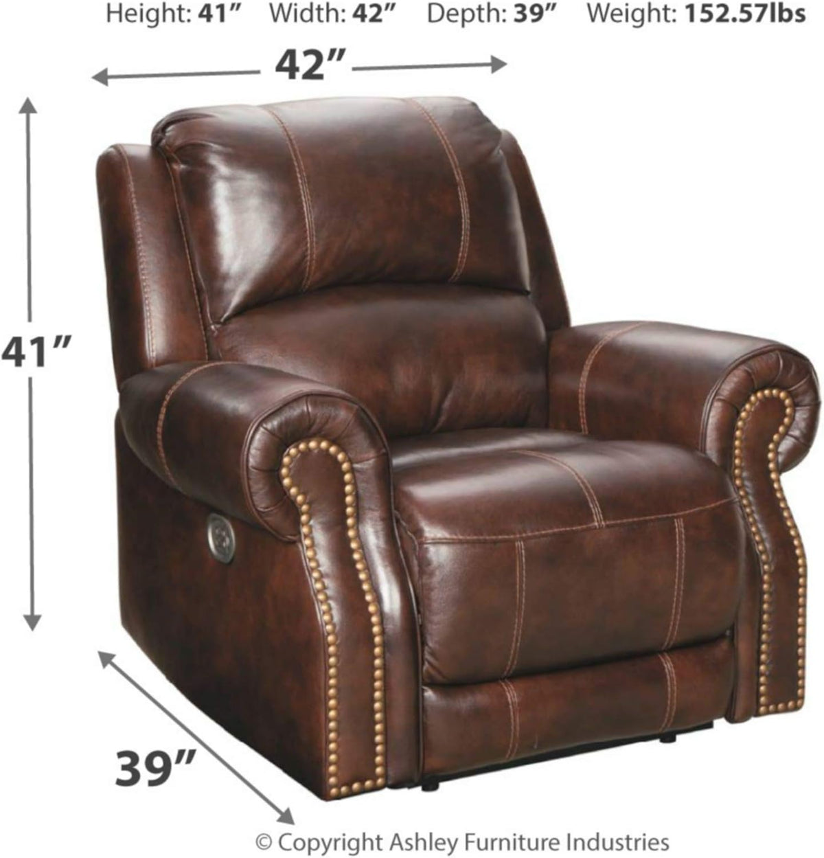 Brown Power Recliner with Adjustable Headrest L70838