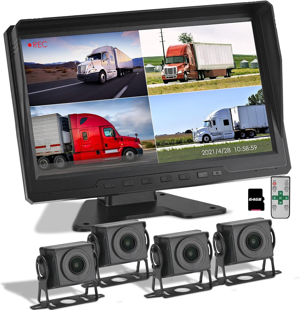 10.1 inch FHD1080P Truck Backup Camera with Built-in Recorder and Quad Split Monitor R77707
