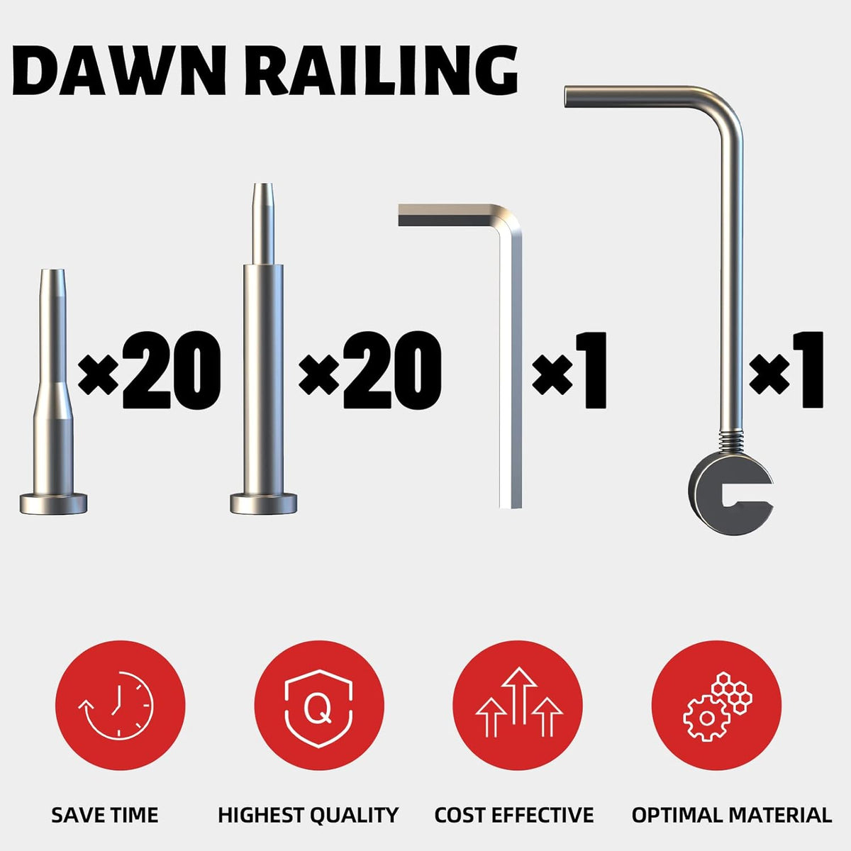 20 Pairs Stainless Steel Cable Railing Hardware Kit for 1/8 Cable M467173