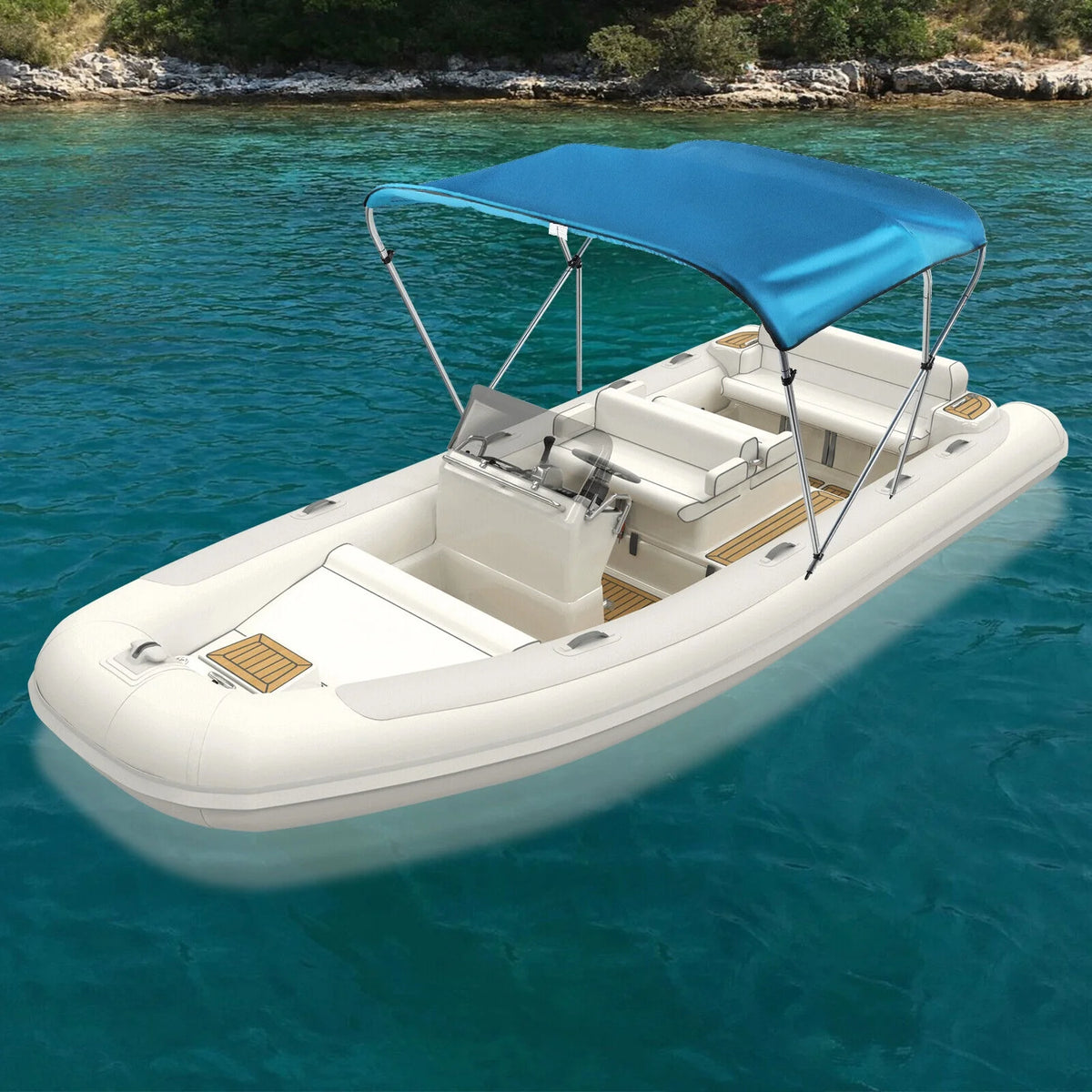 3 Bows Boat Top Cover Set with Aluminum Alloy Frame L150