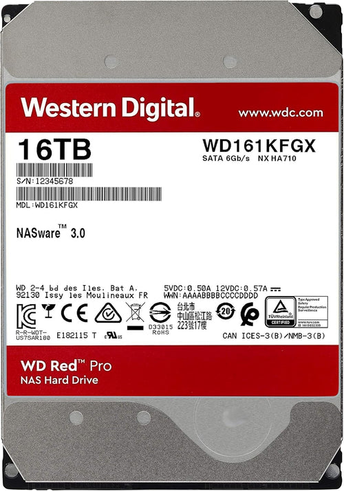 16TB WD Red Pro NAS Internal Hard Drive HDD - 7200 RPM, SATA 6 Gb/s, CMR, 256 MB Cache, 3.5 L468205