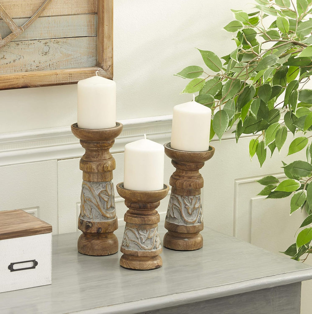 Set of 2 Blue Ceramic Candle Holder J344008