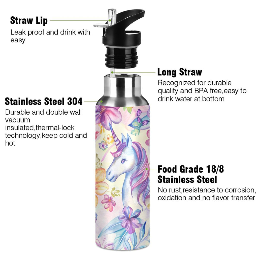 Insulated Stainless Steel Water Bottle with Straw Lid, 20 oz E78711