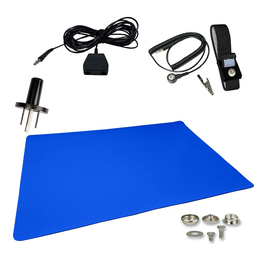 ESD Mat Workstation Kit with Wrist Strap Set, Ground Cord, Universal Snap Kit, Outlet Adapter, Soldering Mat Y650