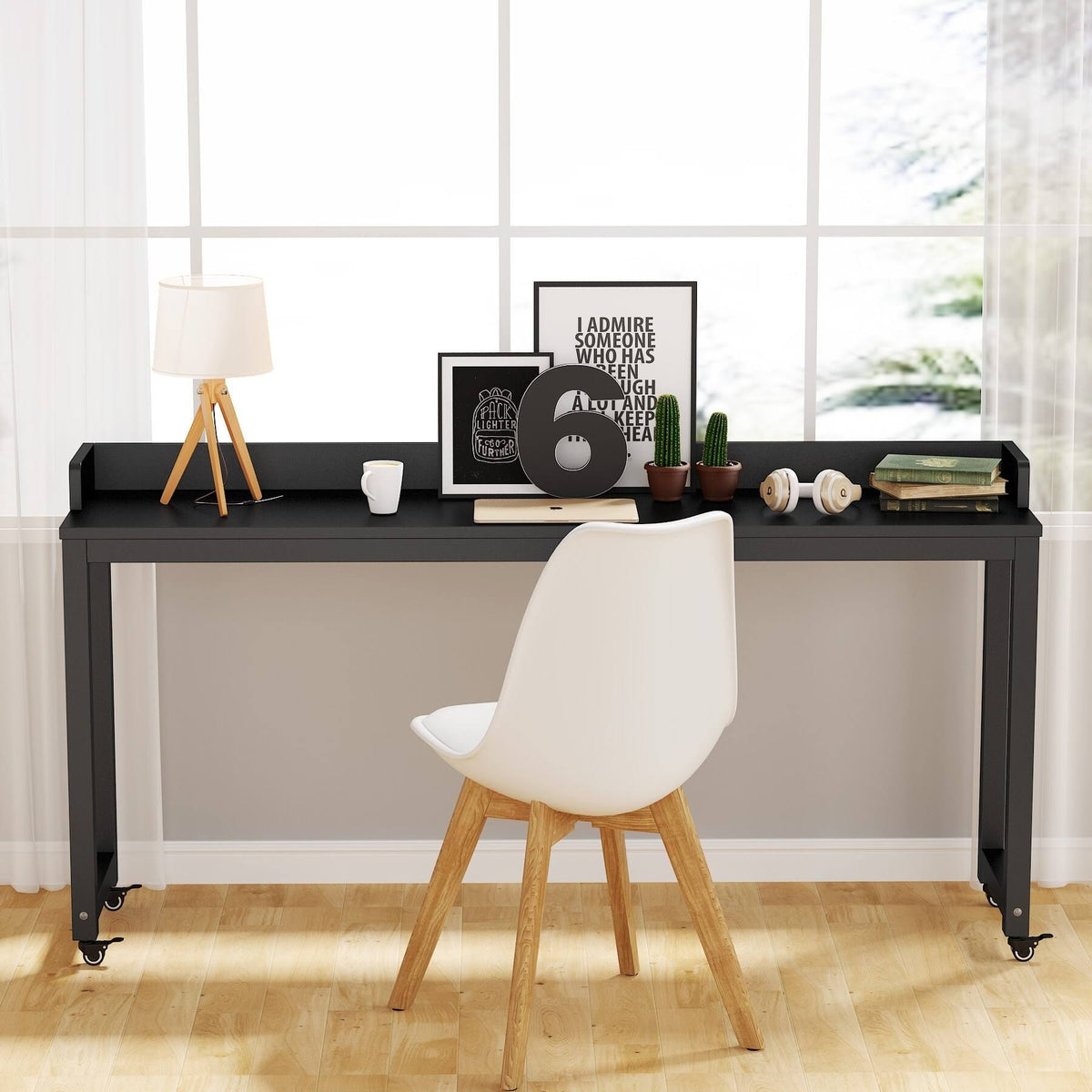White Queen Size Overbed Table with Wheels S619