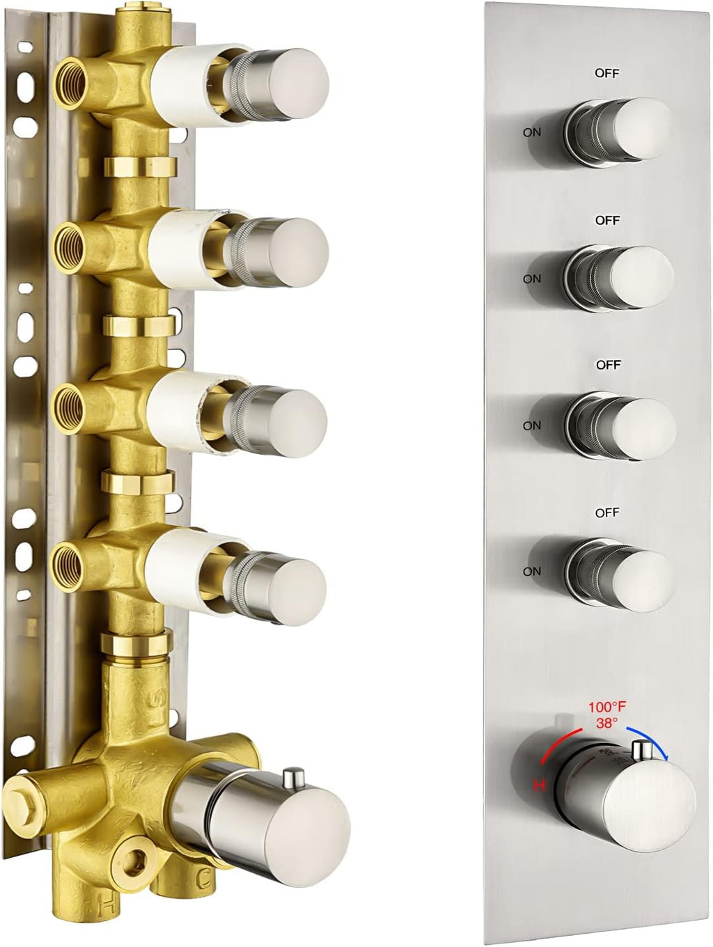 Solid Brass Shower Diverter Thermostatic Mixer Valve with Trim P50333