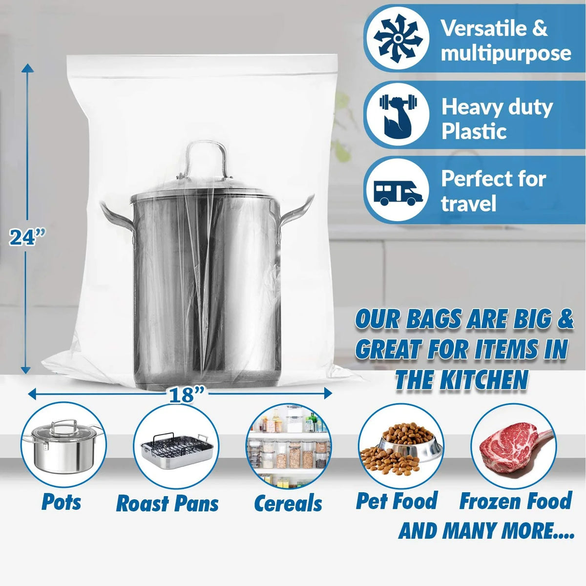 10 COUNT 5 Gallon 3 Mil Plastic Bag with Slider Top O672
