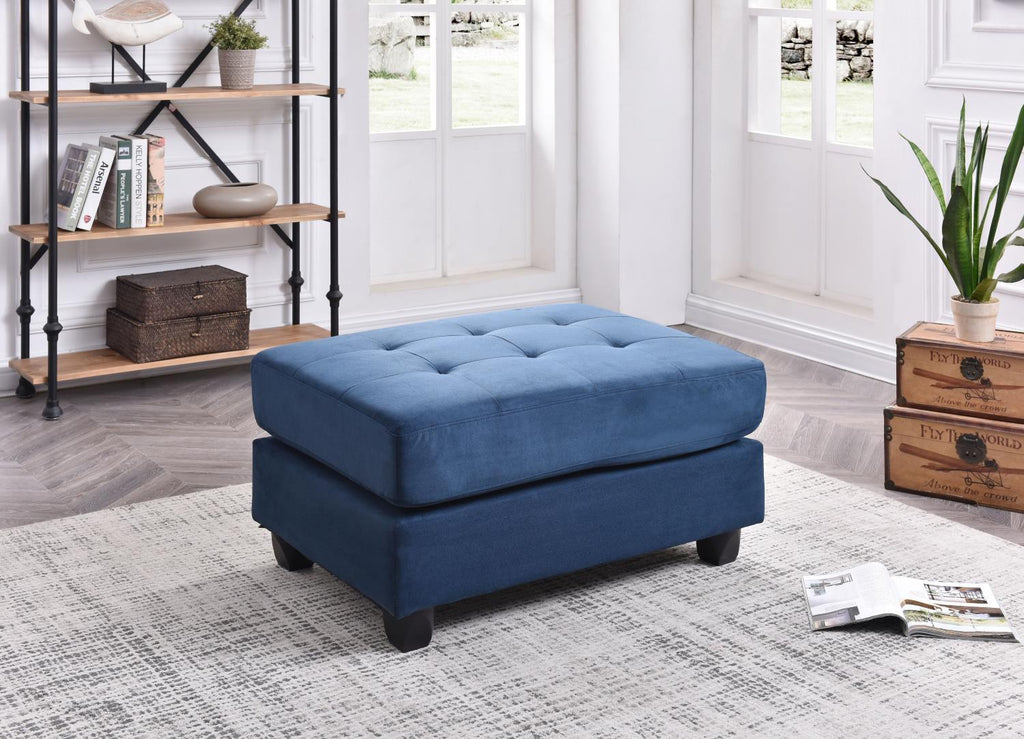Navy Blue Microsuede Ottoman M7083
