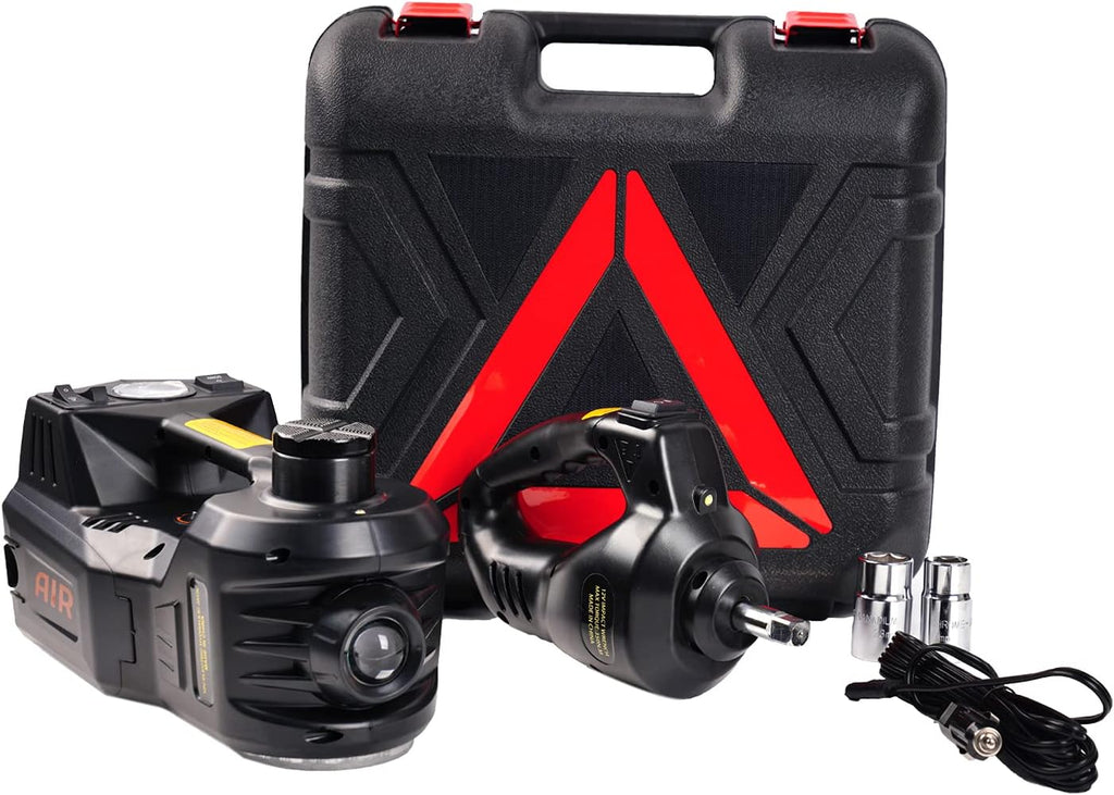 5 Ton Electric Car Jack with Integrated Tire Pump, Impact Wrench, LED Light J38635