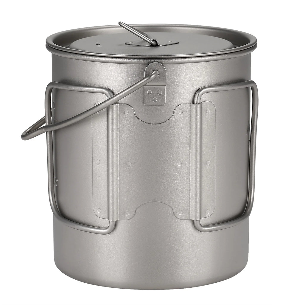 750ml Ultralight Camping Cooking Pot with Lid and Foldable Handle W800299