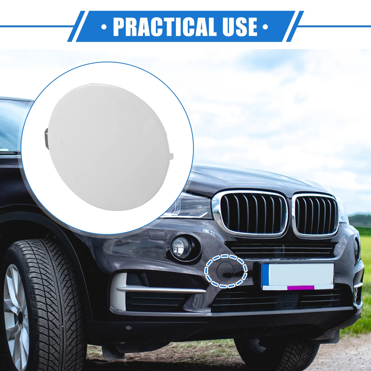 Car Tow Hook Eye Hole Cover Cap White Front Right Bumper H552