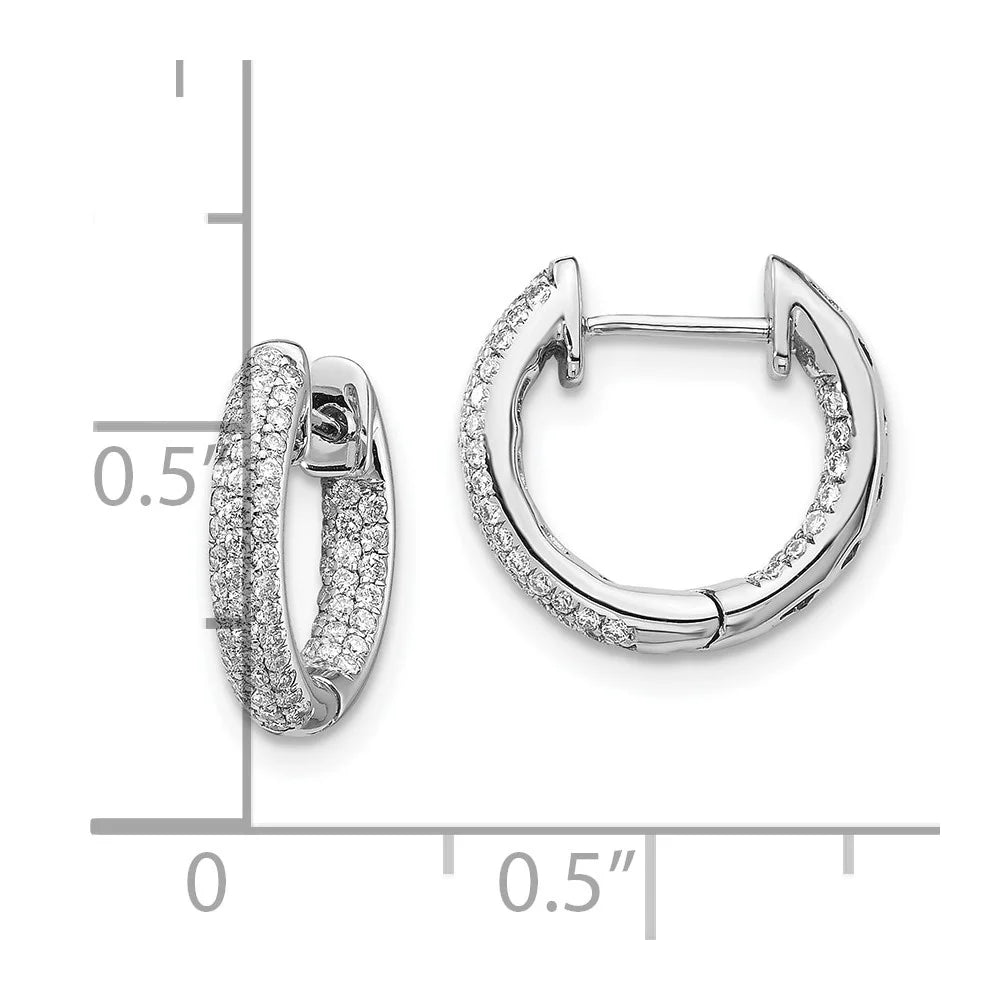 10k White Gold Diamond Hinged Hoop Earrings Y830030